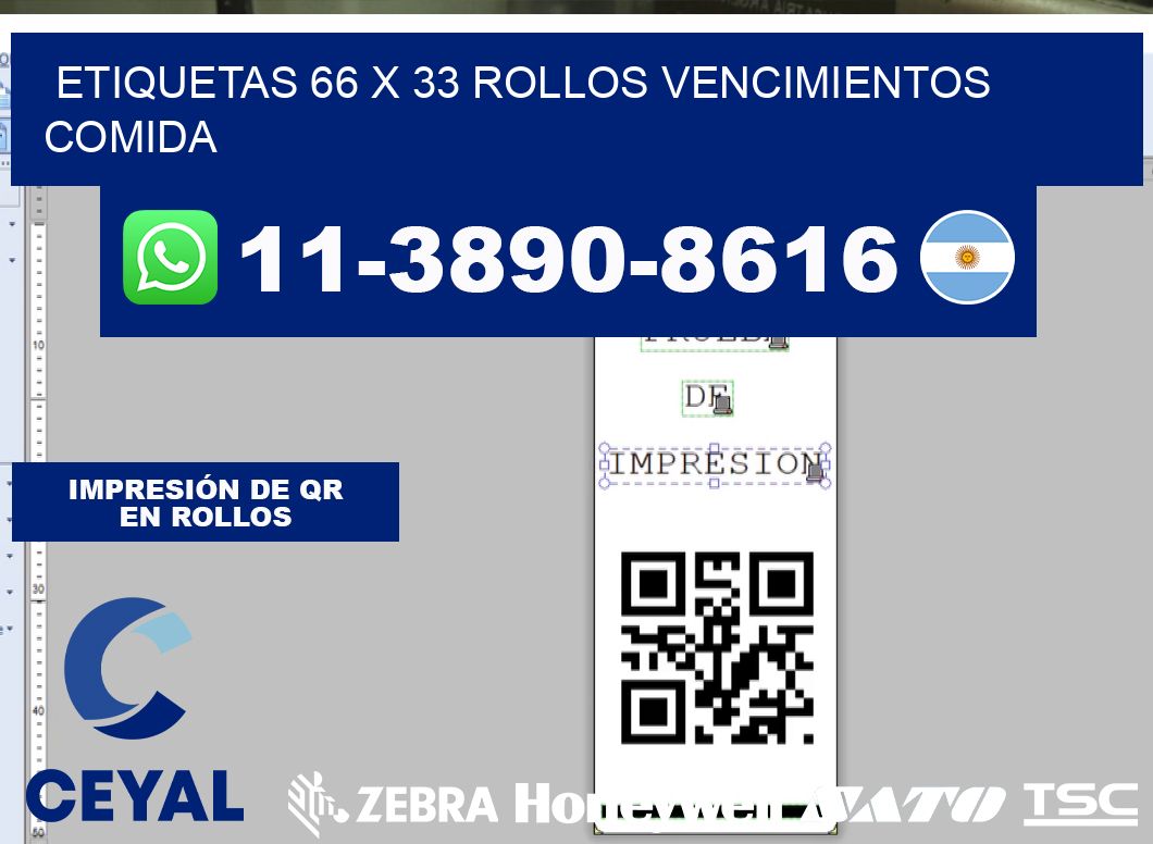 etiquetas 66 x 33 rollos vencimientos comida
