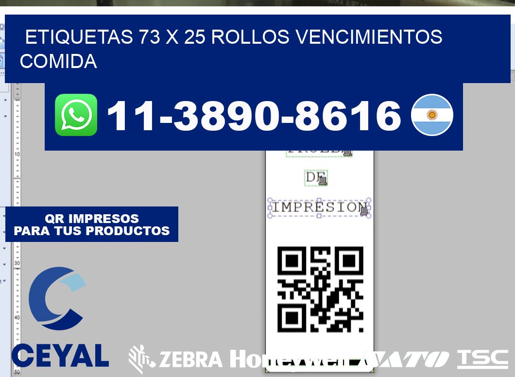 etiquetas 73 x 25 rollos vencimientos comida