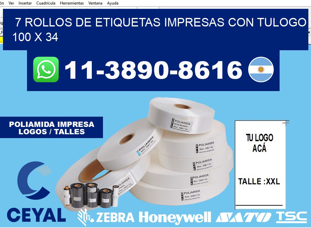 7 rollos de etiquetas impresas con tulogo 100 x 34