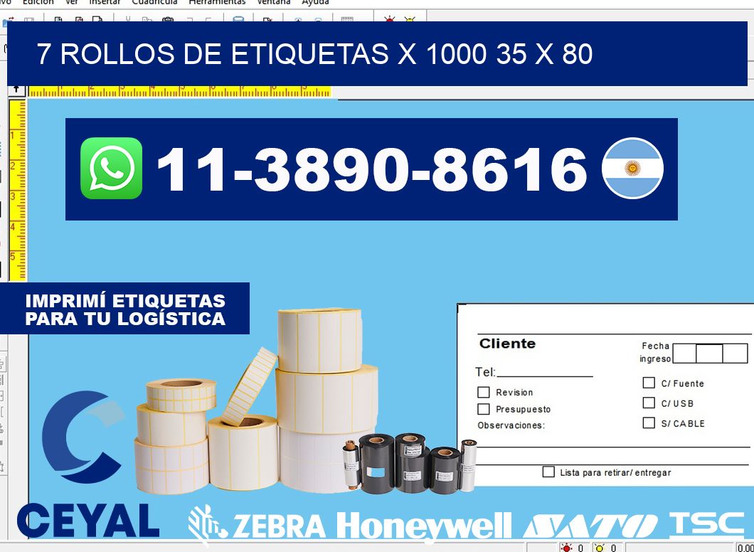 7 rollos de etiquetas x 1000 35 x 80