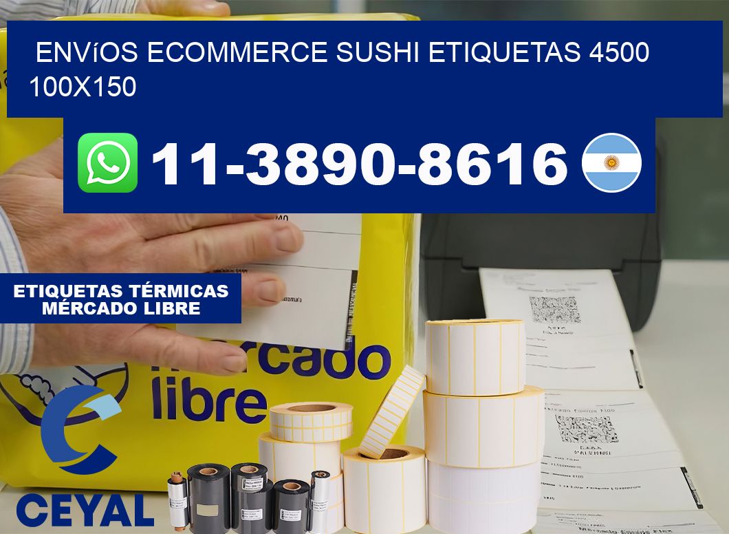 Envíos Ecommerce sushi etiquetas 4500 100×150