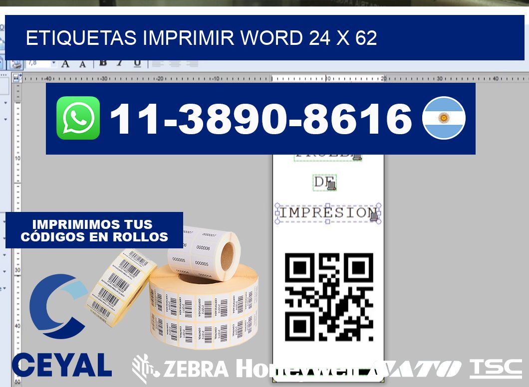 Etiquetas imprimir Word 24 x 62