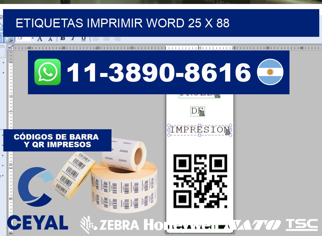 Etiquetas imprimir Word 25 x 88