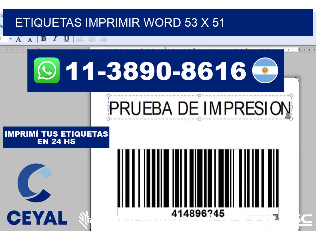 Etiquetas imprimir Word 53 x 51