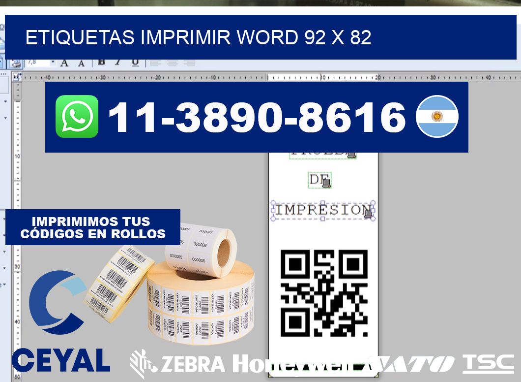 Etiquetas imprimir Word 92 x 82
