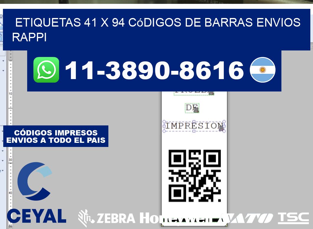 etiquetas 41 x 94 códigos de barras envios rappi