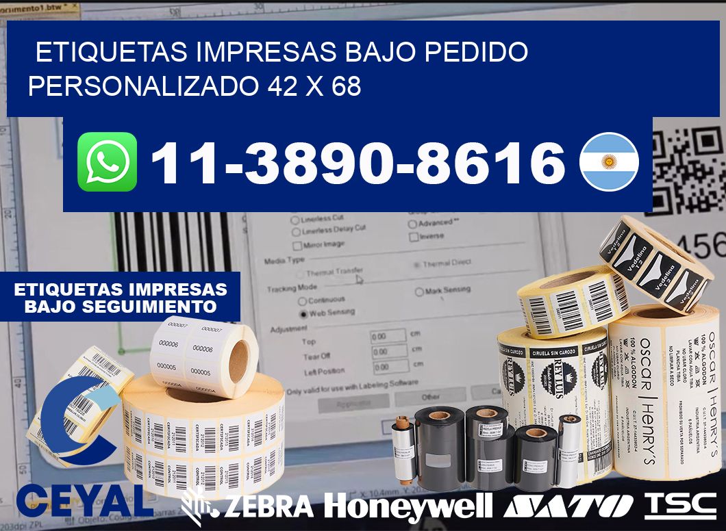etiquetas impresas bajo pedido personalizado 42 x 68