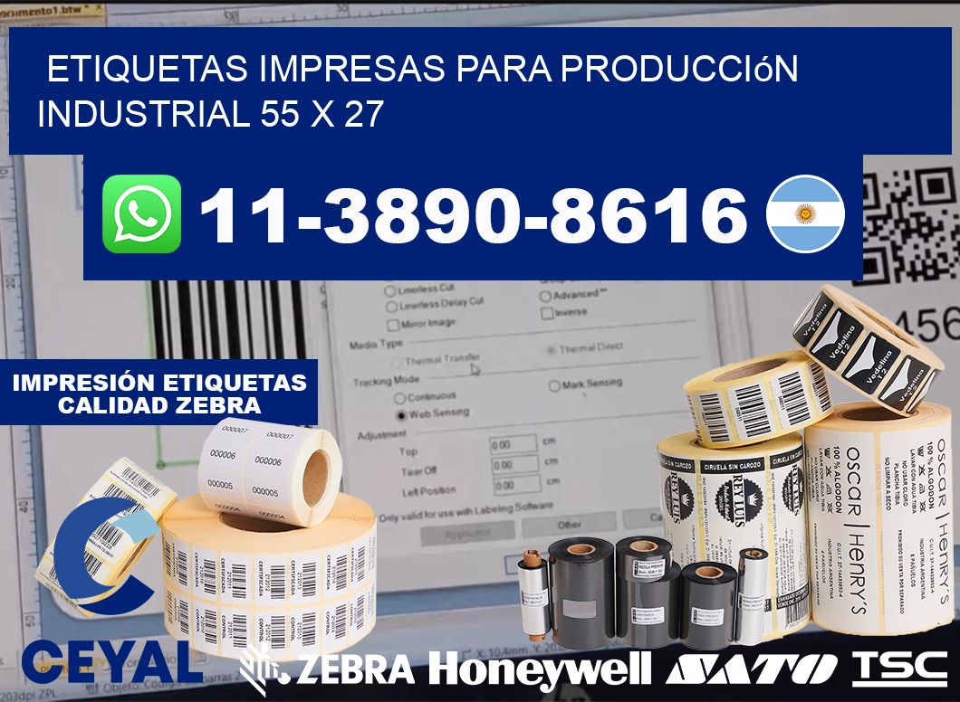 etiquetas impresas para producción industrial 55 x 27