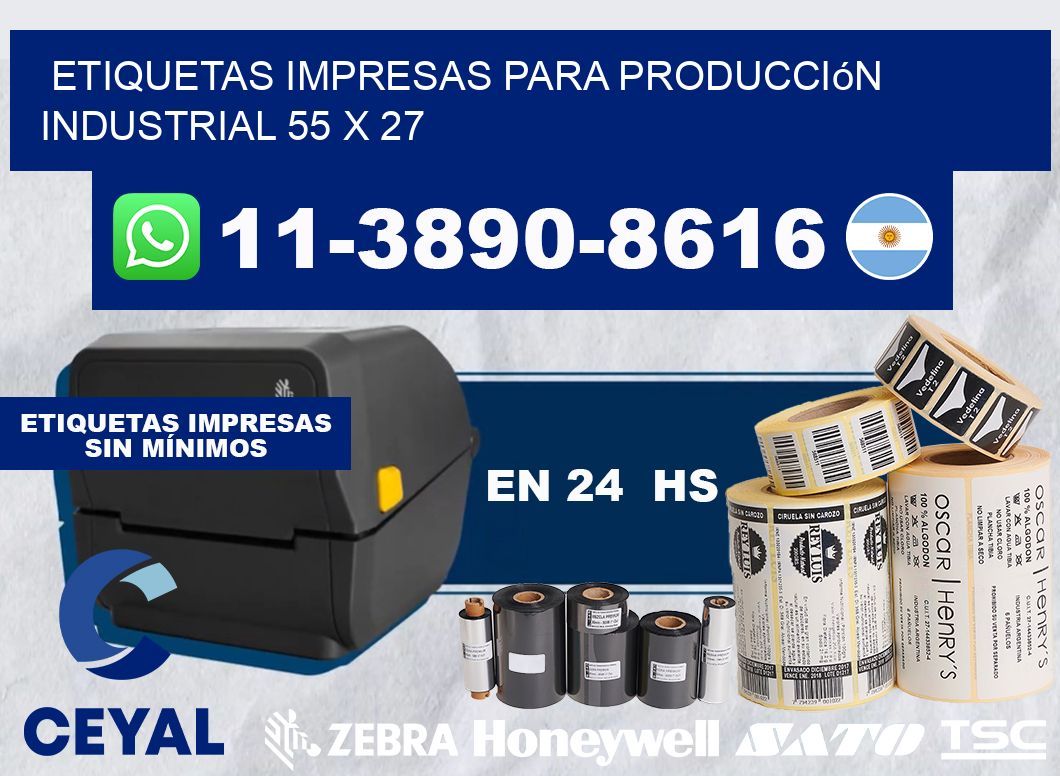 etiquetas impresas para producción industrial 55 x 27