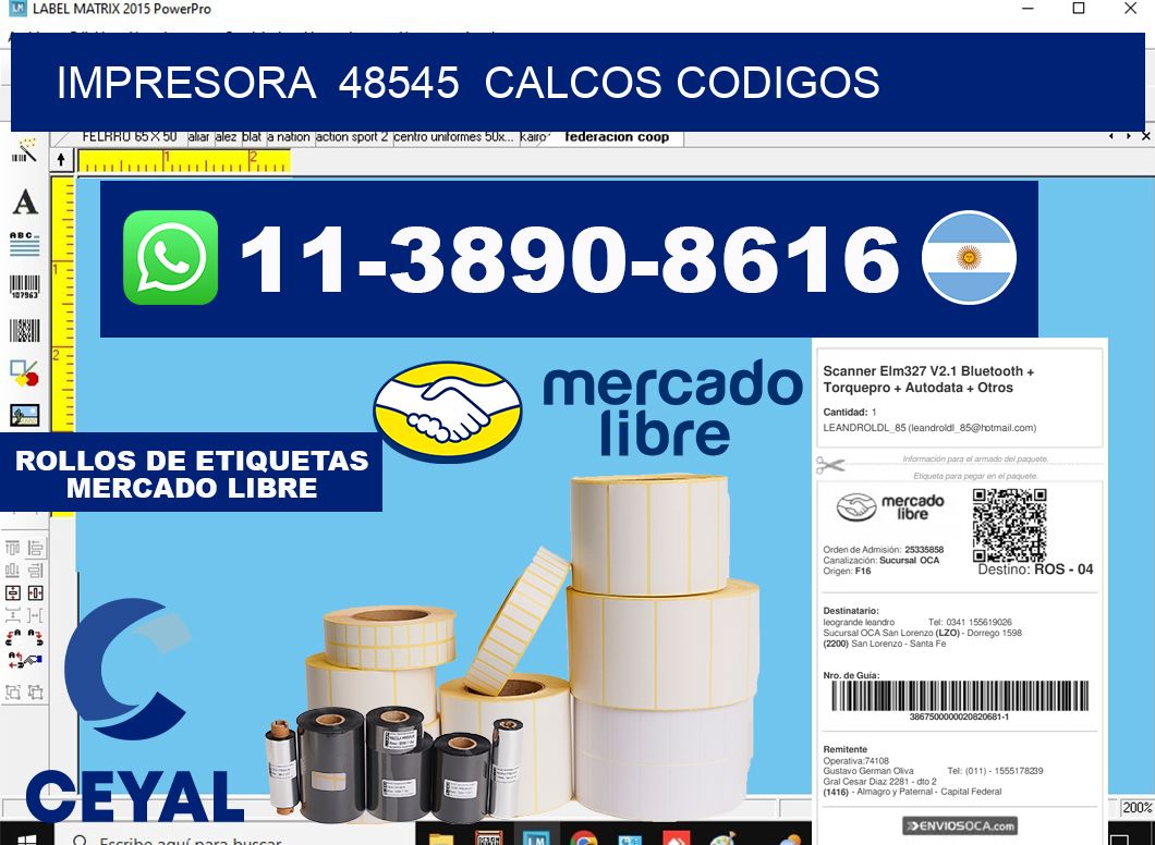 impresora  48545  calcos codigos