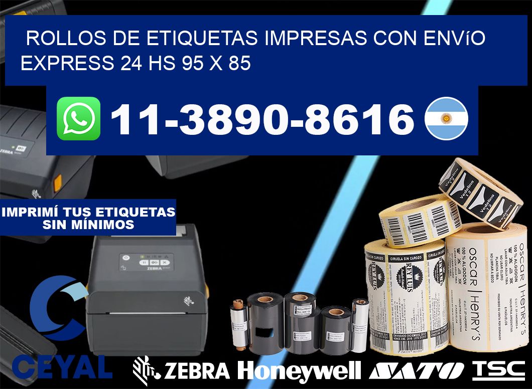 rollos de etiquetas impresas con envío express 24 hs 95 x 85