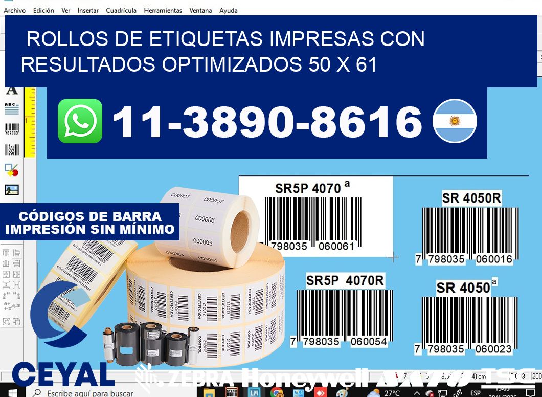 rollos de etiquetas impresas con resultados optimizados 50 x 61