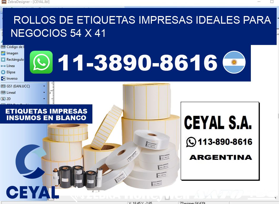 rollos de etiquetas impresas ideales para negocios 54 x 41