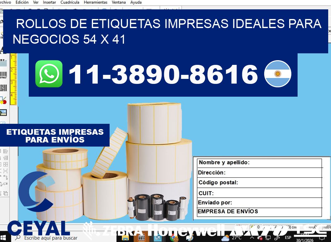 rollos de etiquetas impresas ideales para negocios 54 x 41