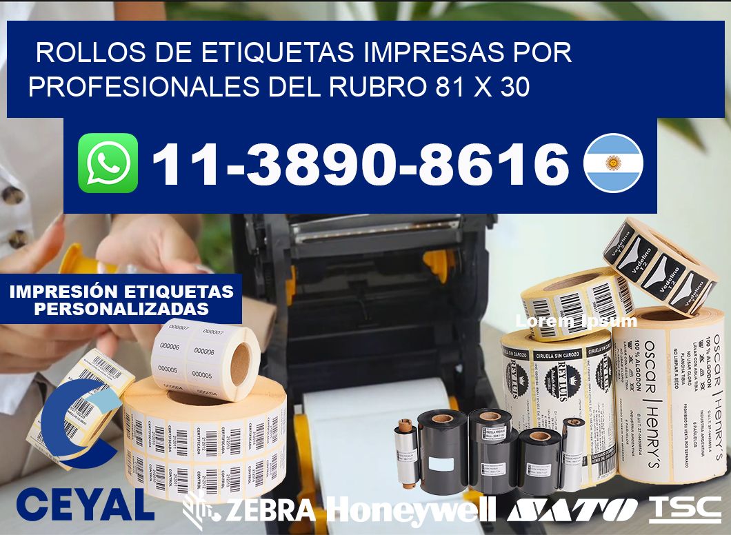 rollos de etiquetas impresas por profesionales del rubro 81 x 30