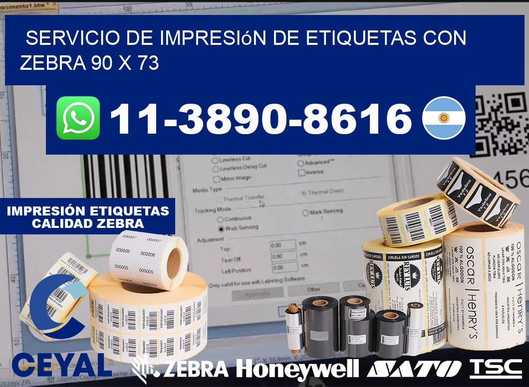 servicio de impresión de etiquetas con Zebra 90 x 73