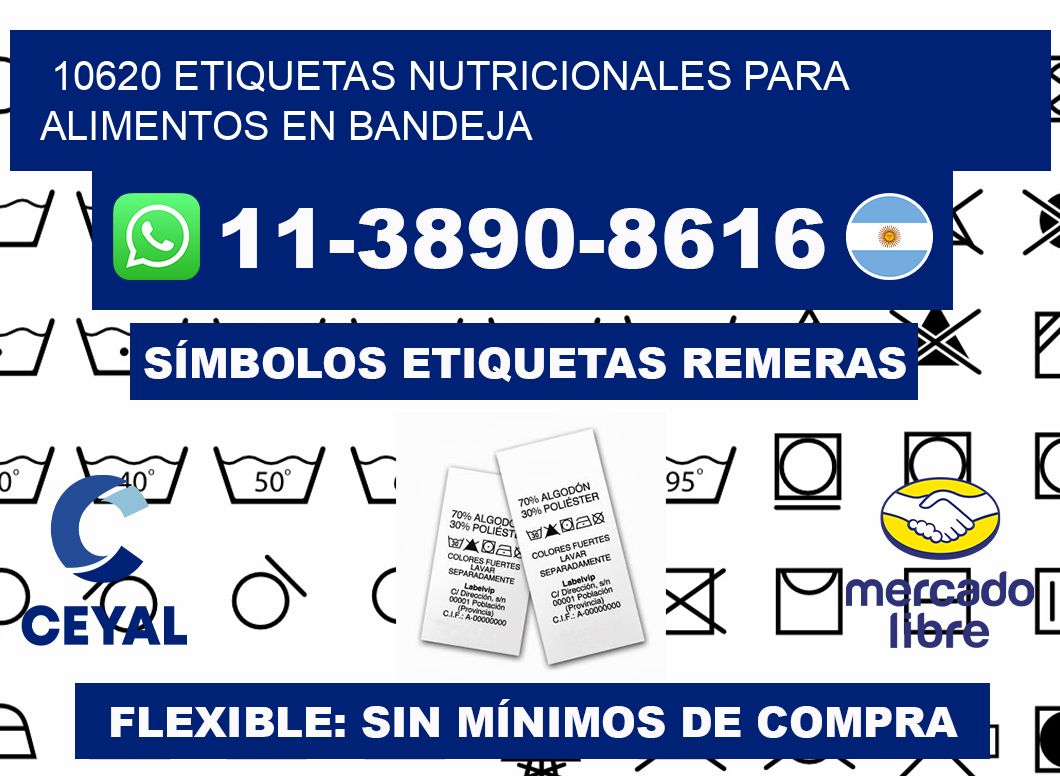 10620 etiquetas nutricionales para alimentos en bandeja