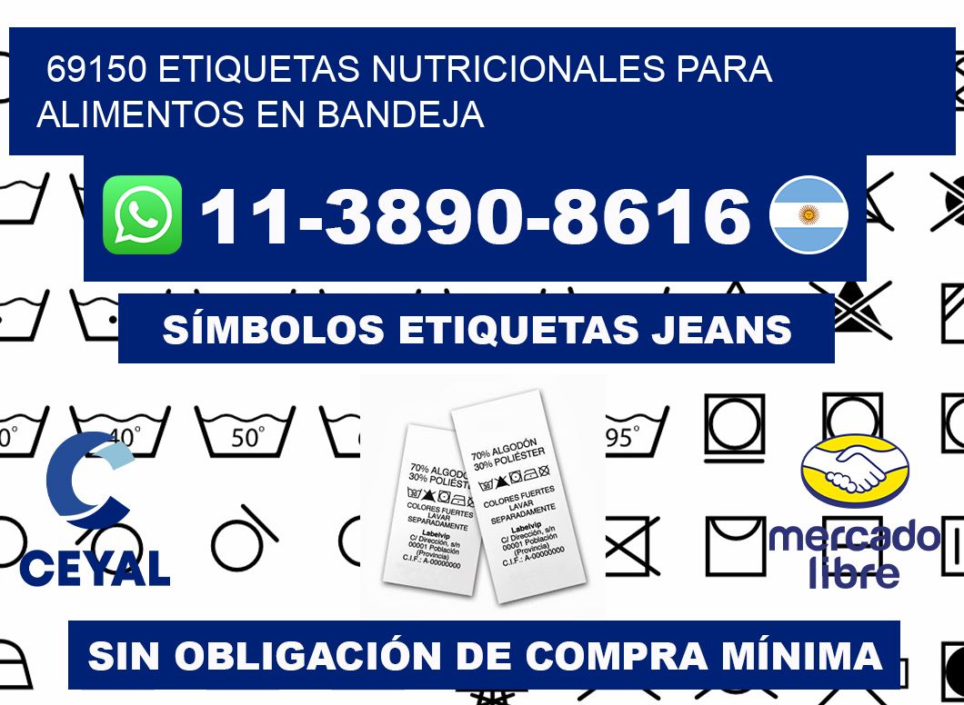 69150 etiquetas nutricionales para alimentos en bandeja