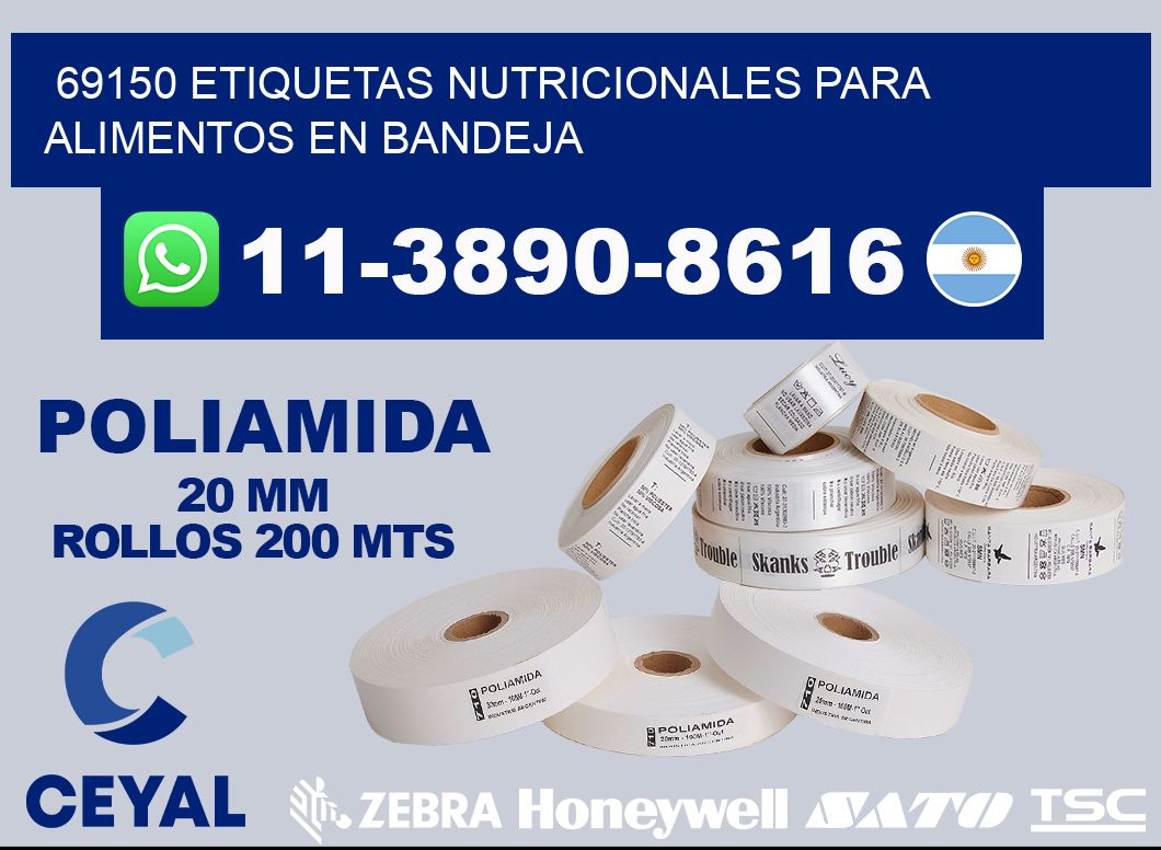 69150 etiquetas nutricionales para alimentos en bandeja