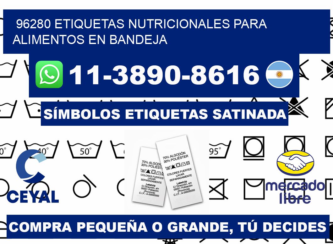 96280 etiquetas nutricionales para alimentos en bandeja