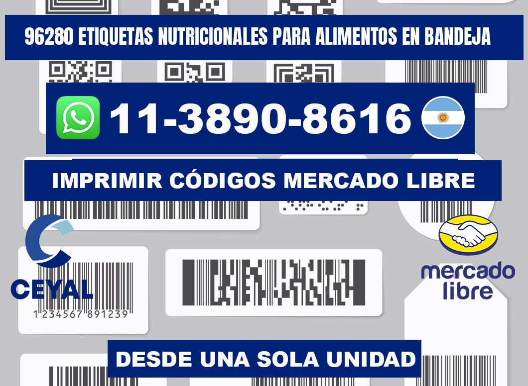 96280 etiquetas nutricionales para alimentos en bandeja