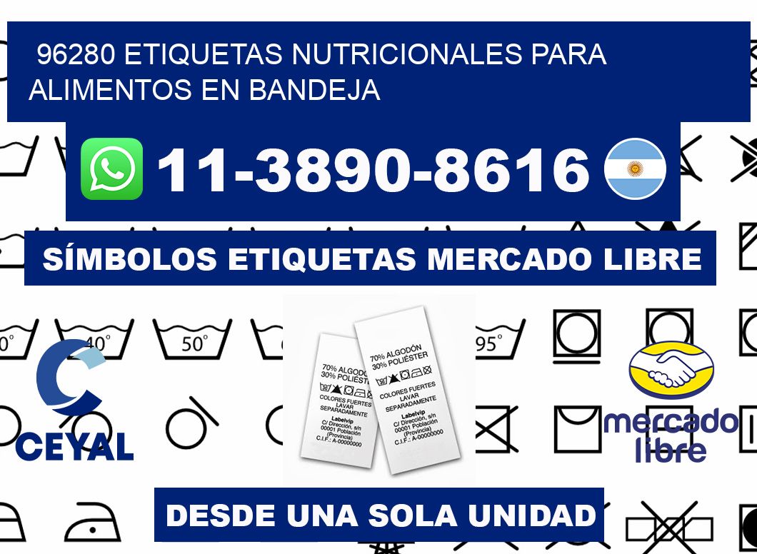 96280 etiquetas nutricionales para alimentos en bandeja