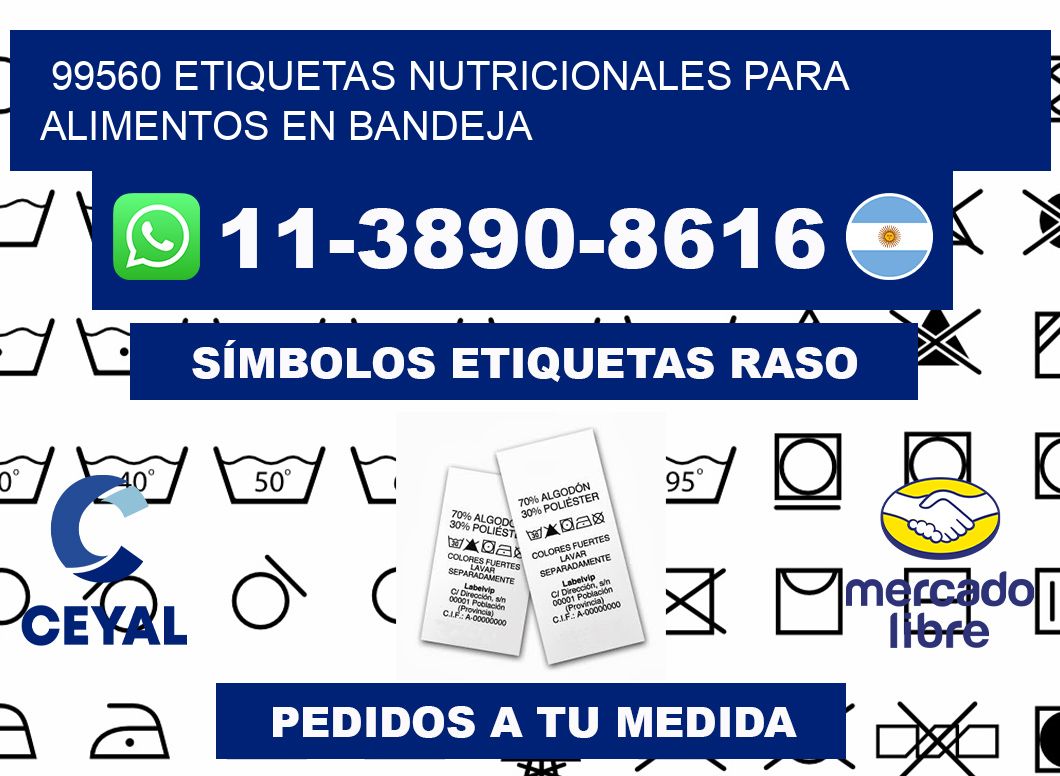99560 etiquetas nutricionales para alimentos en bandeja