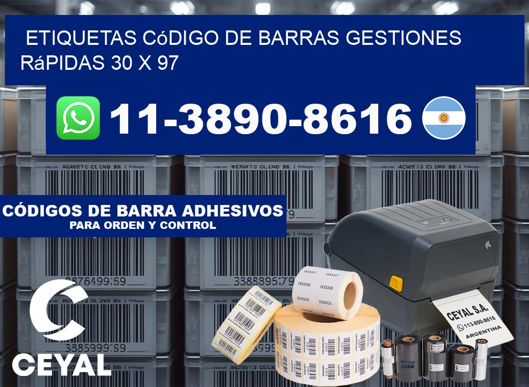 Etiquetas código de barras gestiones rápidas 30 x 97