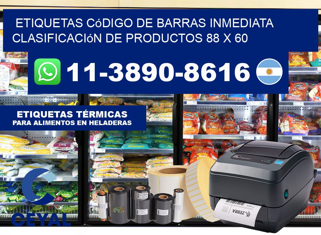 Etiquetas código de barras inmediata clasificación de productos 88 x 60