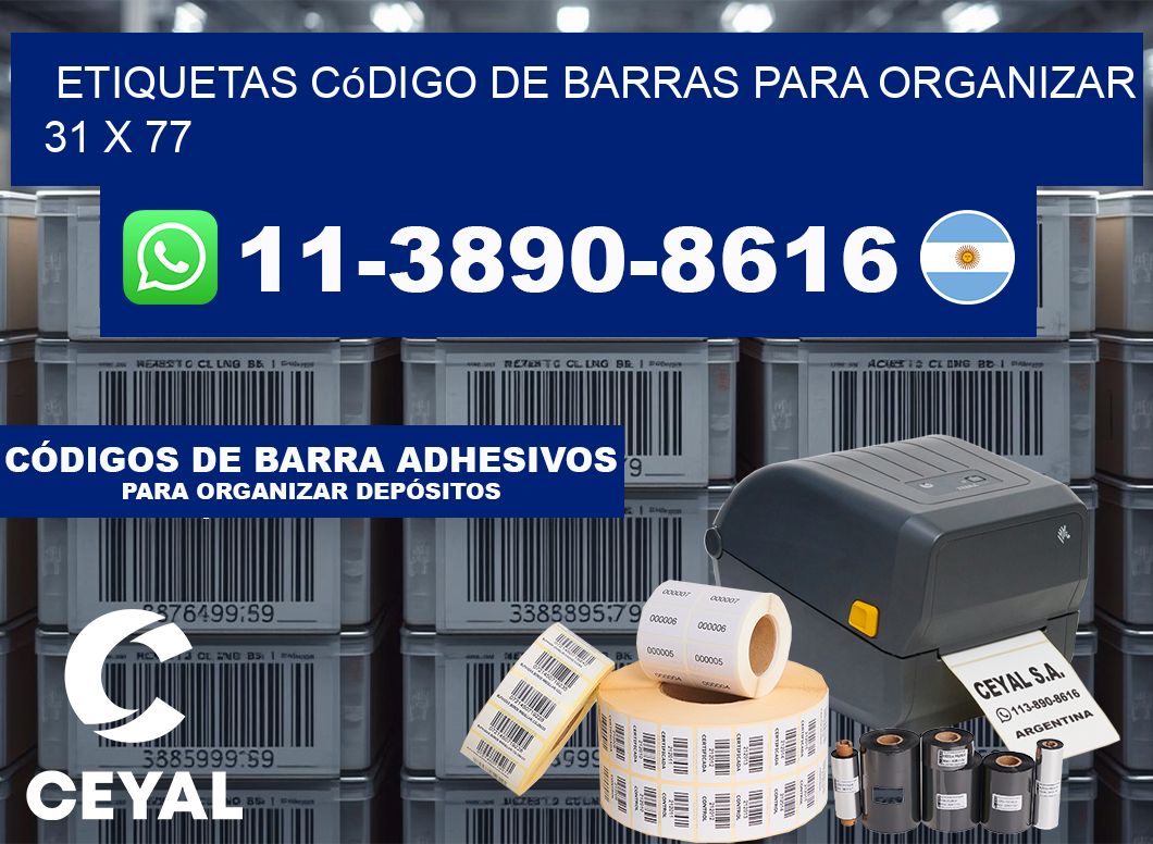 Etiquetas código de barras para organizar 31 x 77