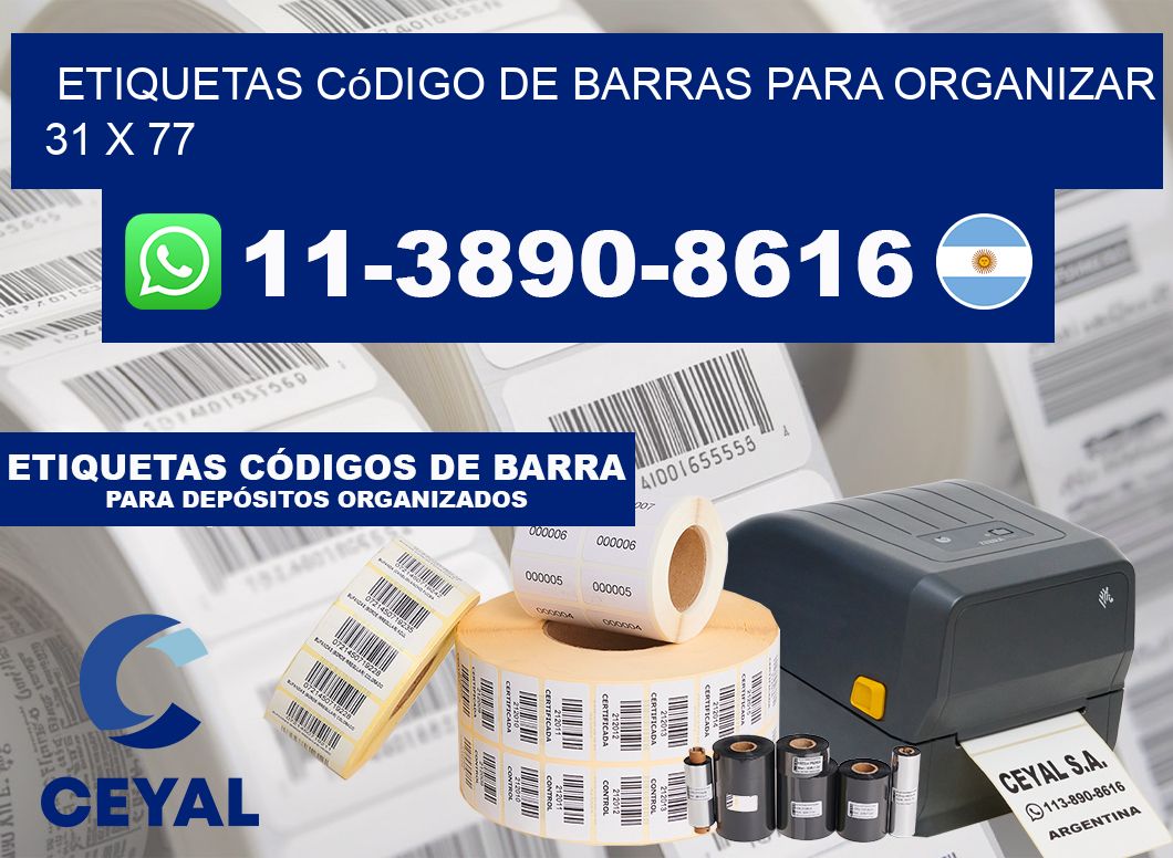 Etiquetas código de barras para organizar 31 x 77