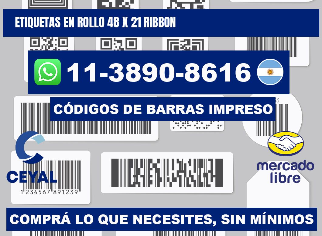 Etiquetas en rollo 48 x 21 ribbon