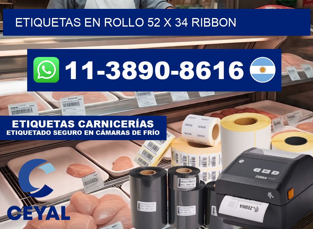Etiquetas en rollo 52 x 34 ribbon