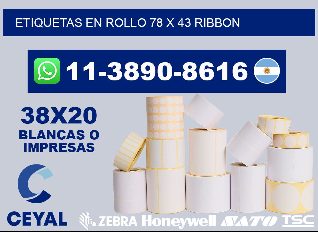 Etiquetas en rollo 78 x 43 ribbon