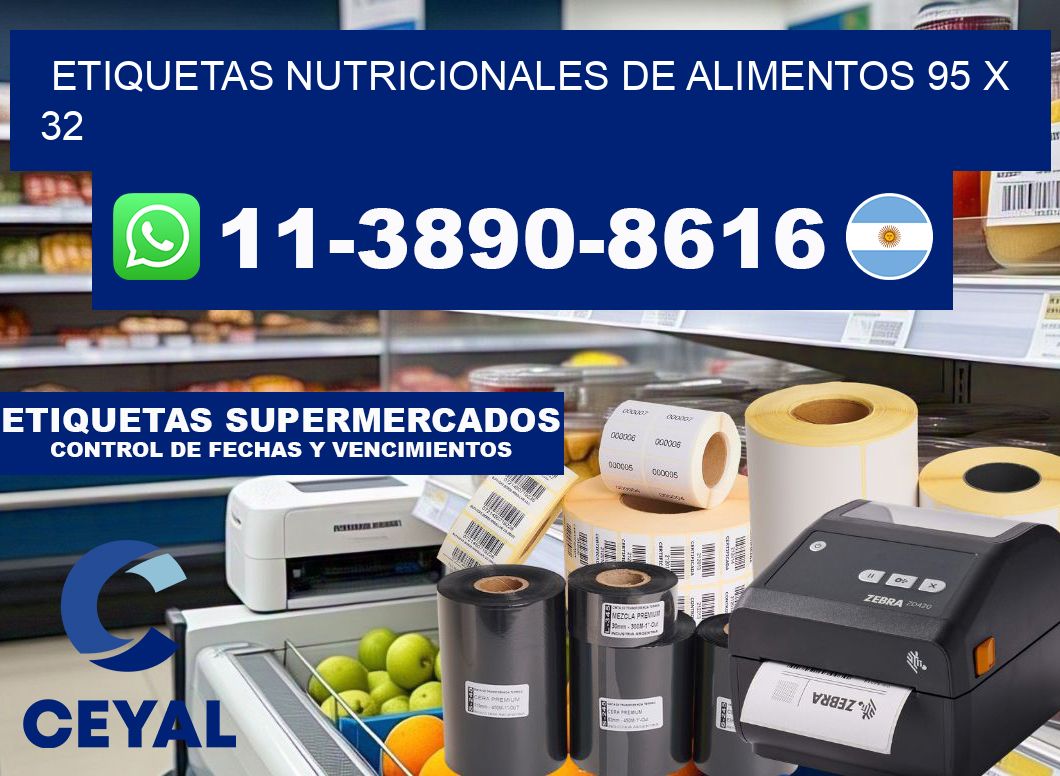 Etiquetas nutricionales de alimentos 95 x 32