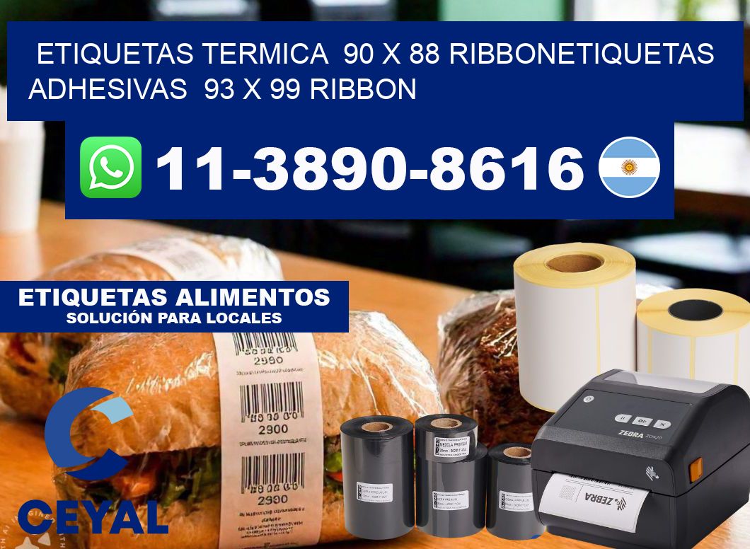 Etiquetas termica  90 x 88 ribbonEtiquetas adhesivas  93 x 99 ribbon