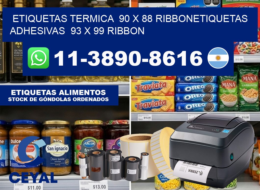 Etiquetas termica  90 x 88 ribbonEtiquetas adhesivas  93 x 99 ribbon