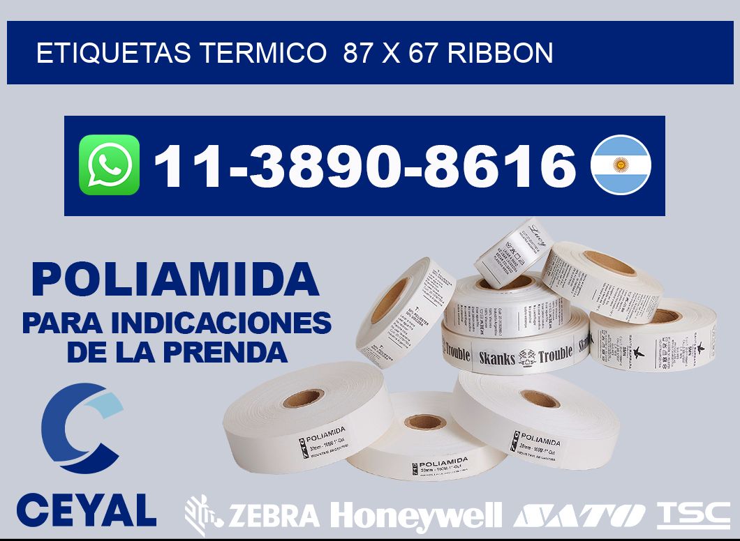 Etiquetas termico  87 x 67 ribbon