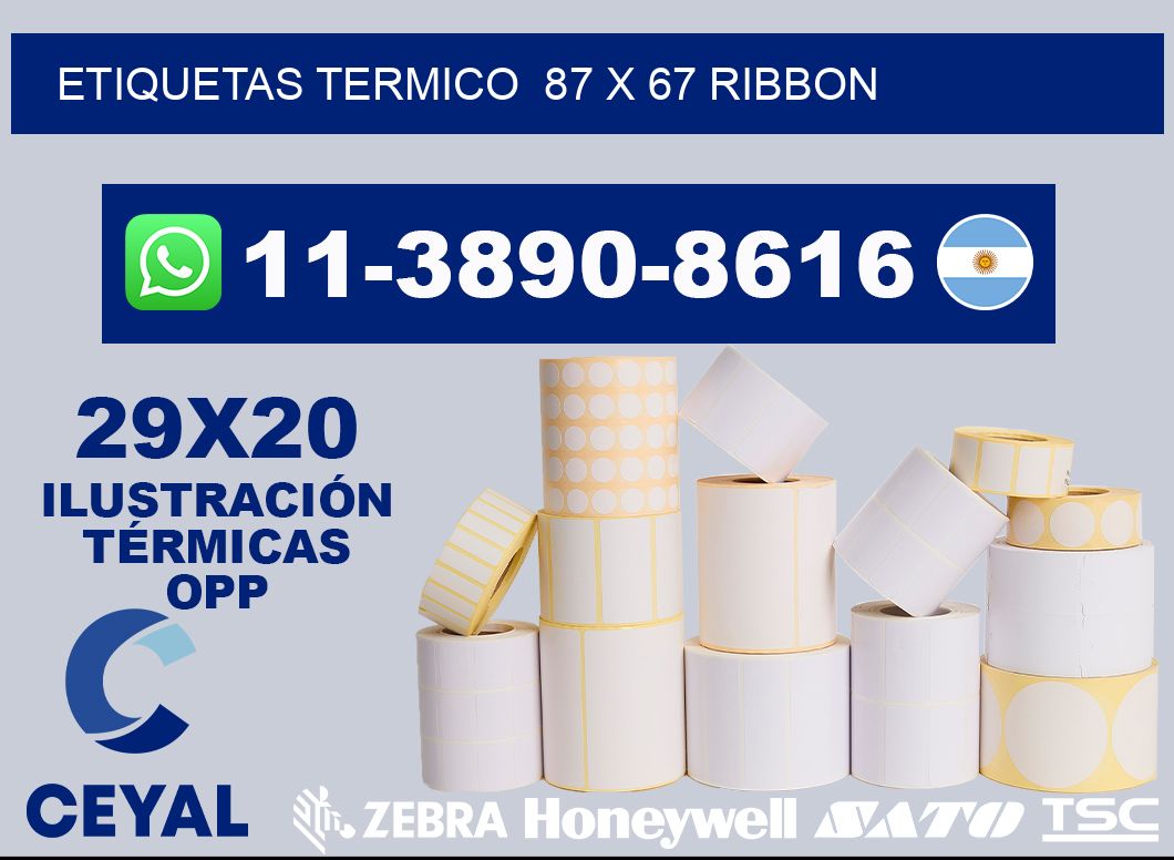 Etiquetas termico  87 x 67 ribbon