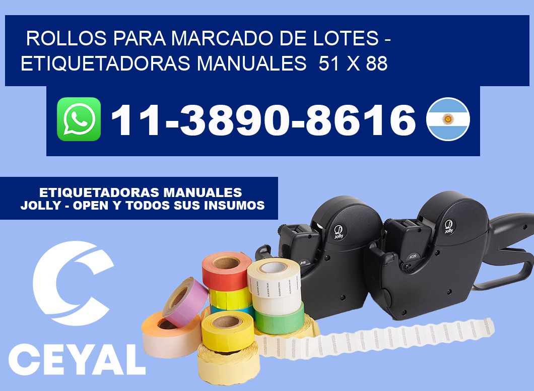 Rollos para marcado de lotes - Etiquetadoras Manuales  51 x 88