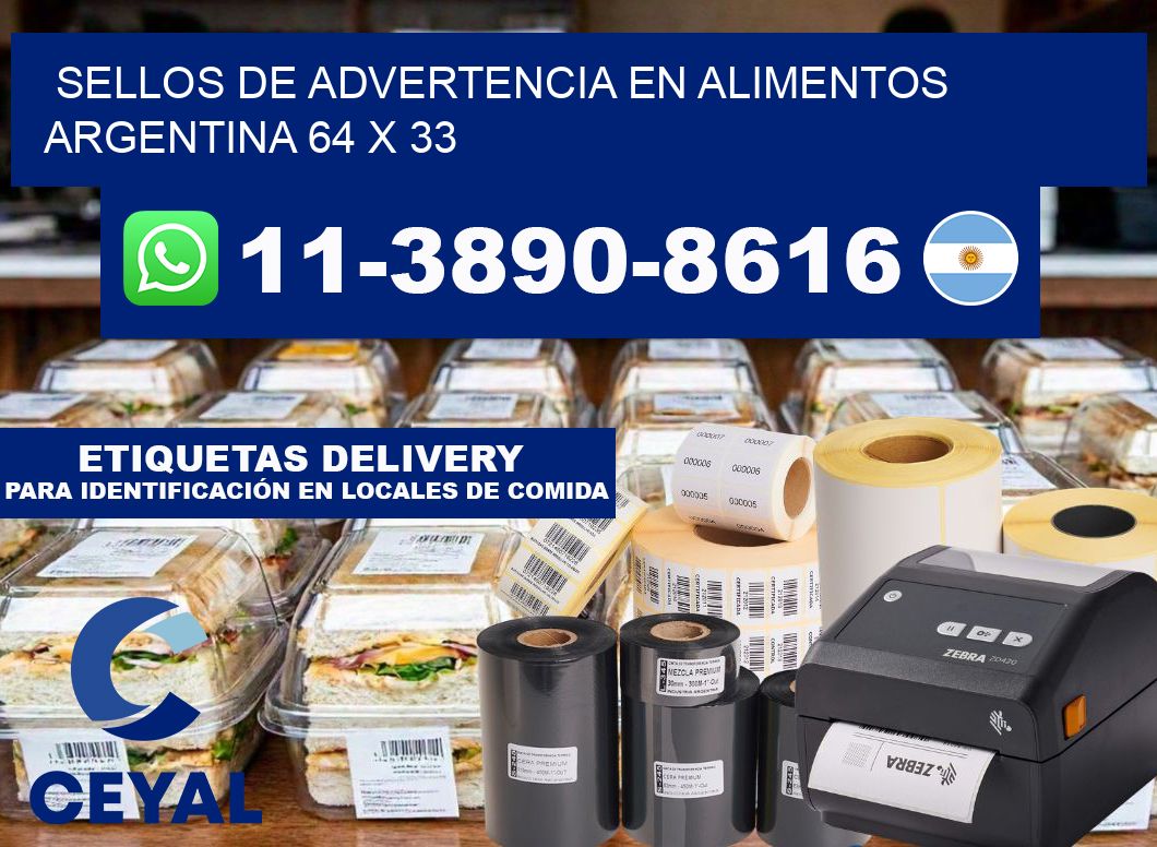 Sellos de advertencia en Alimentos argentina 64 x 33