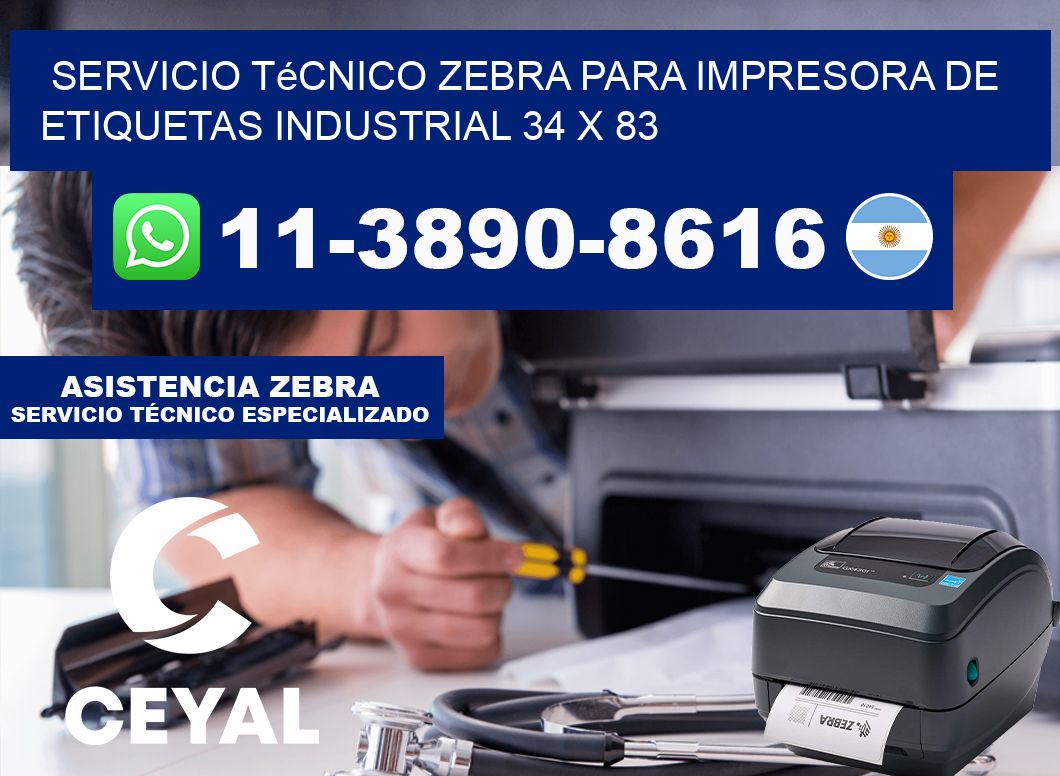 Servicio Técnico Zebra para Impresora de Etiquetas Industrial 34 x 83