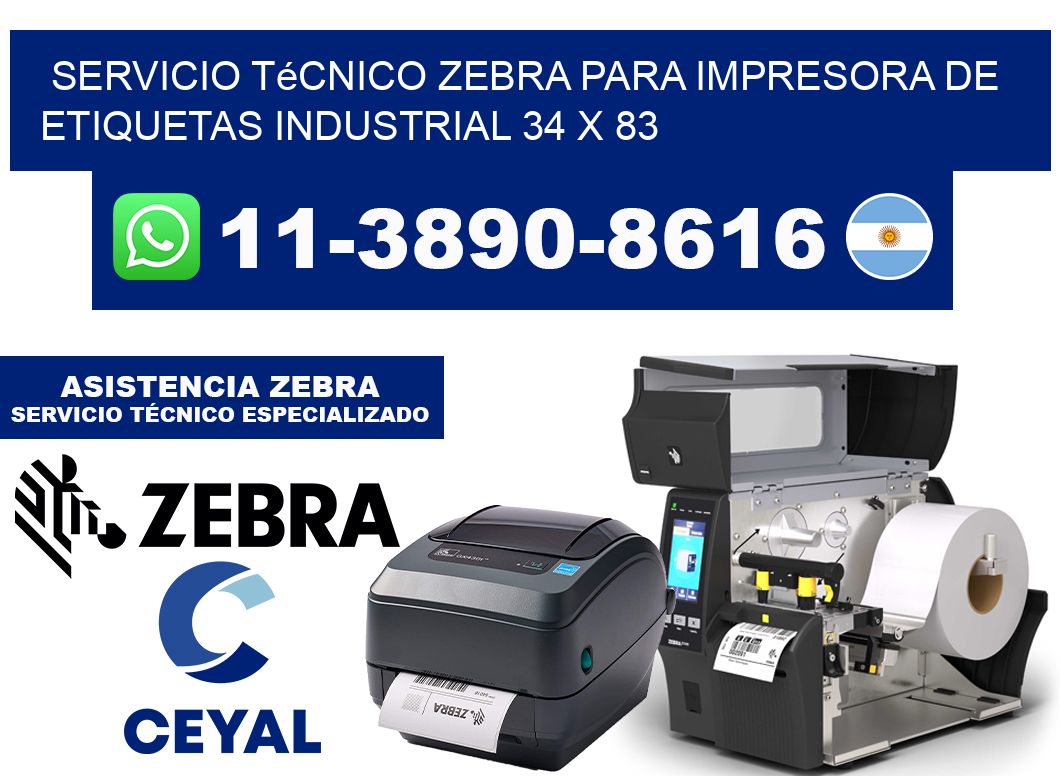 Servicio Técnico Zebra para Impresora de Etiquetas Industrial 34 x 83