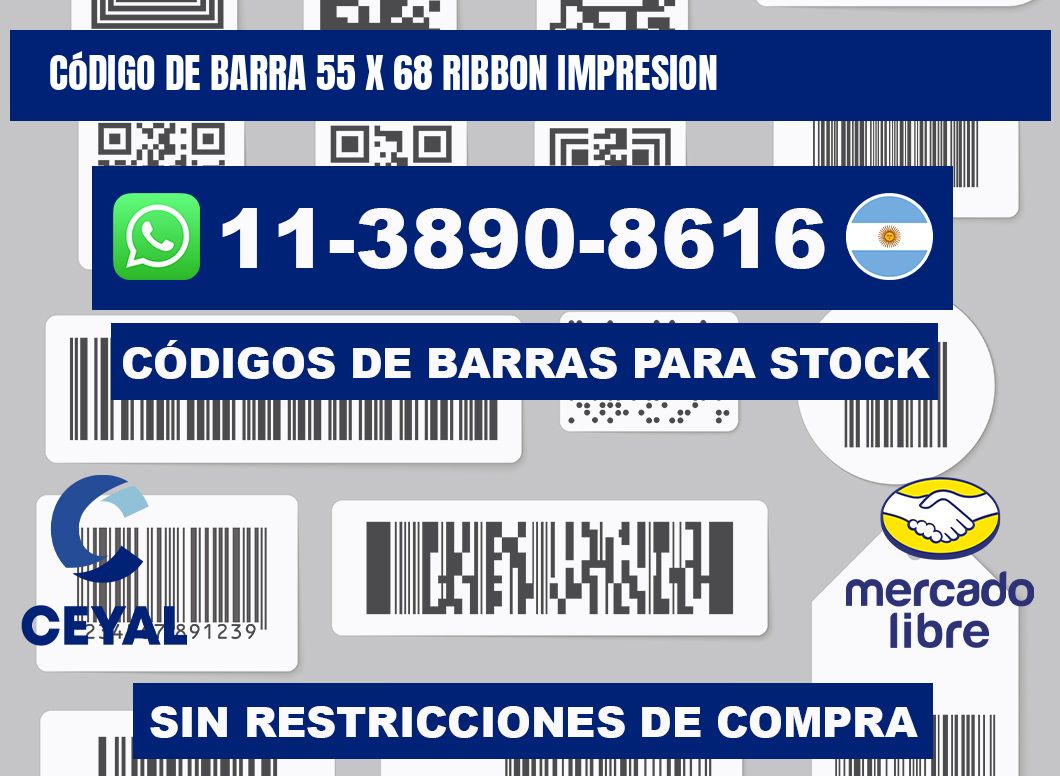 código de barra 55 x 68 ribbon impresion