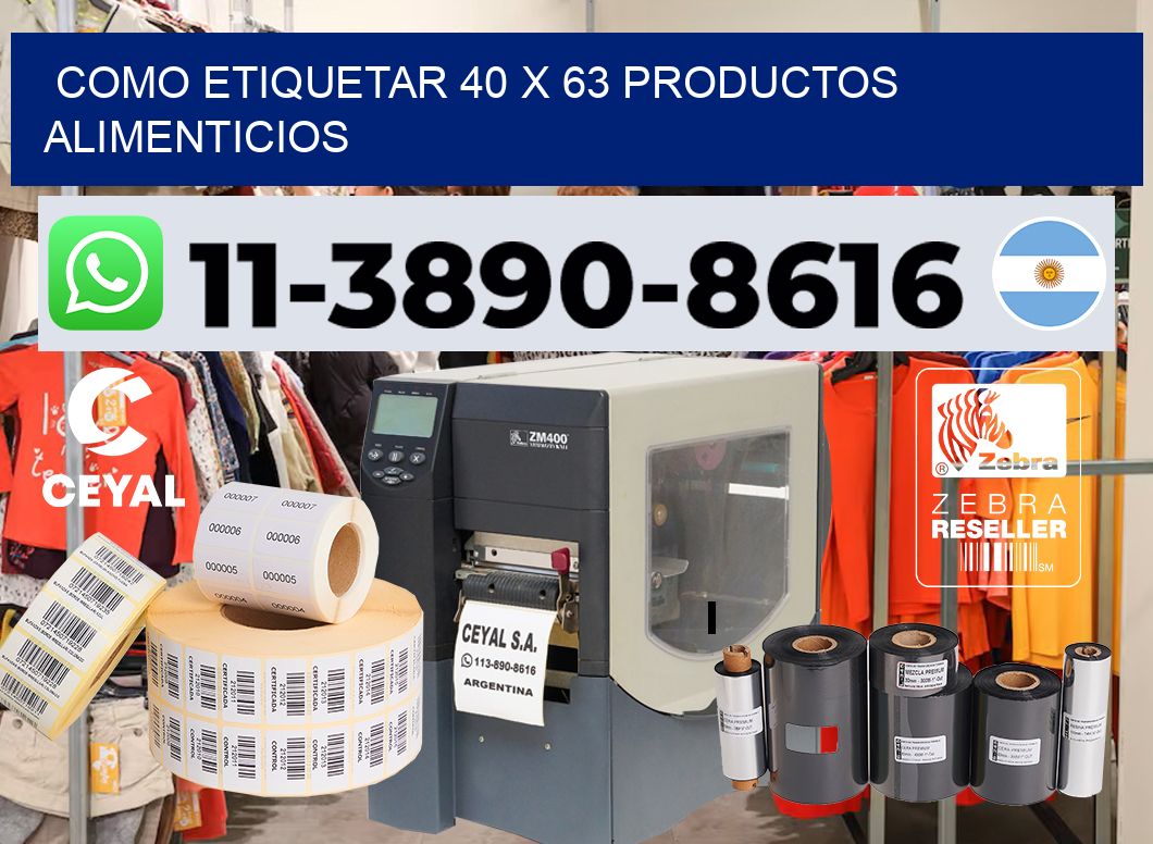 como etiquetar 40 x 63 productos alimenticios