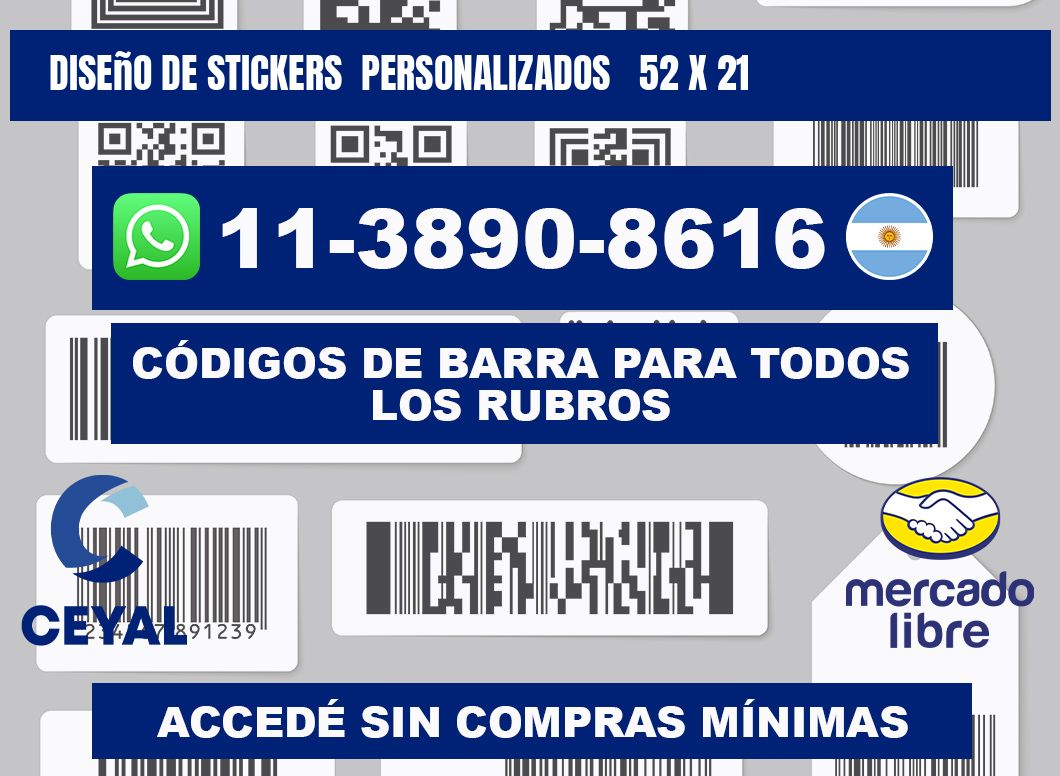 diseño de stickers  personalizados   52 x 21