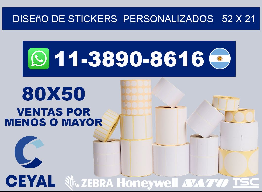 diseño de stickers  personalizados   52 x 21