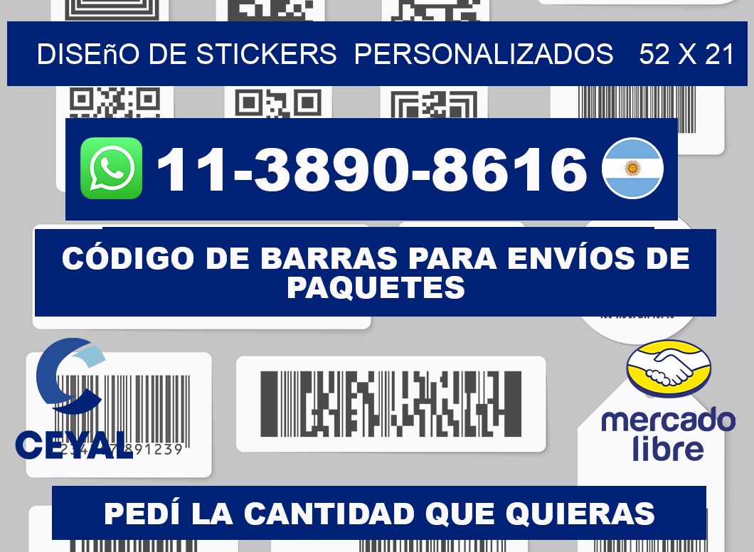 diseño de stickers  personalizados   52 x 21
