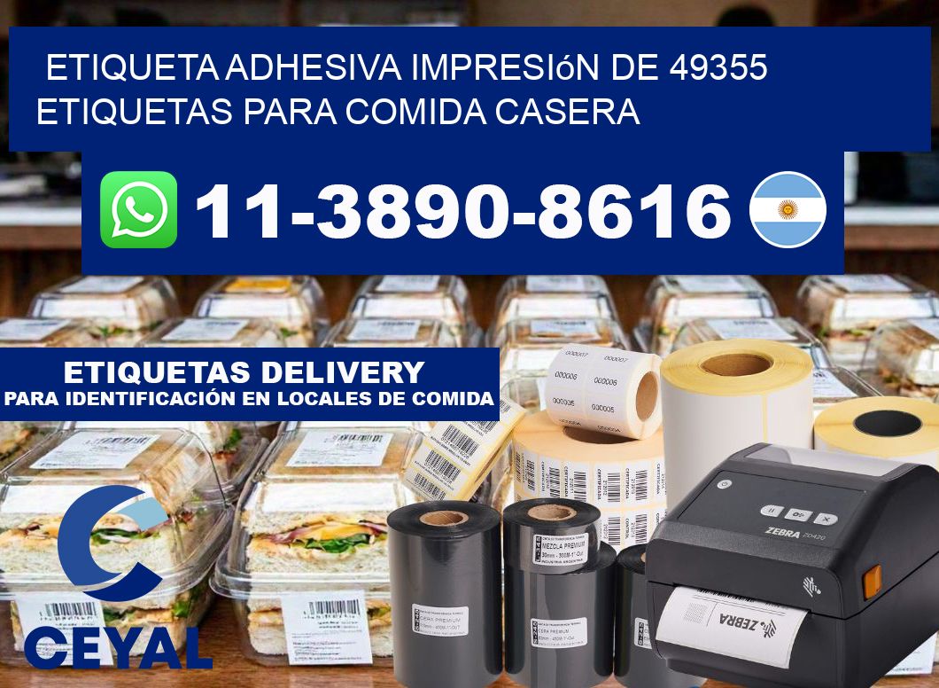 etiqueta adhesiva impresión de 49355 etiquetas para comida casera