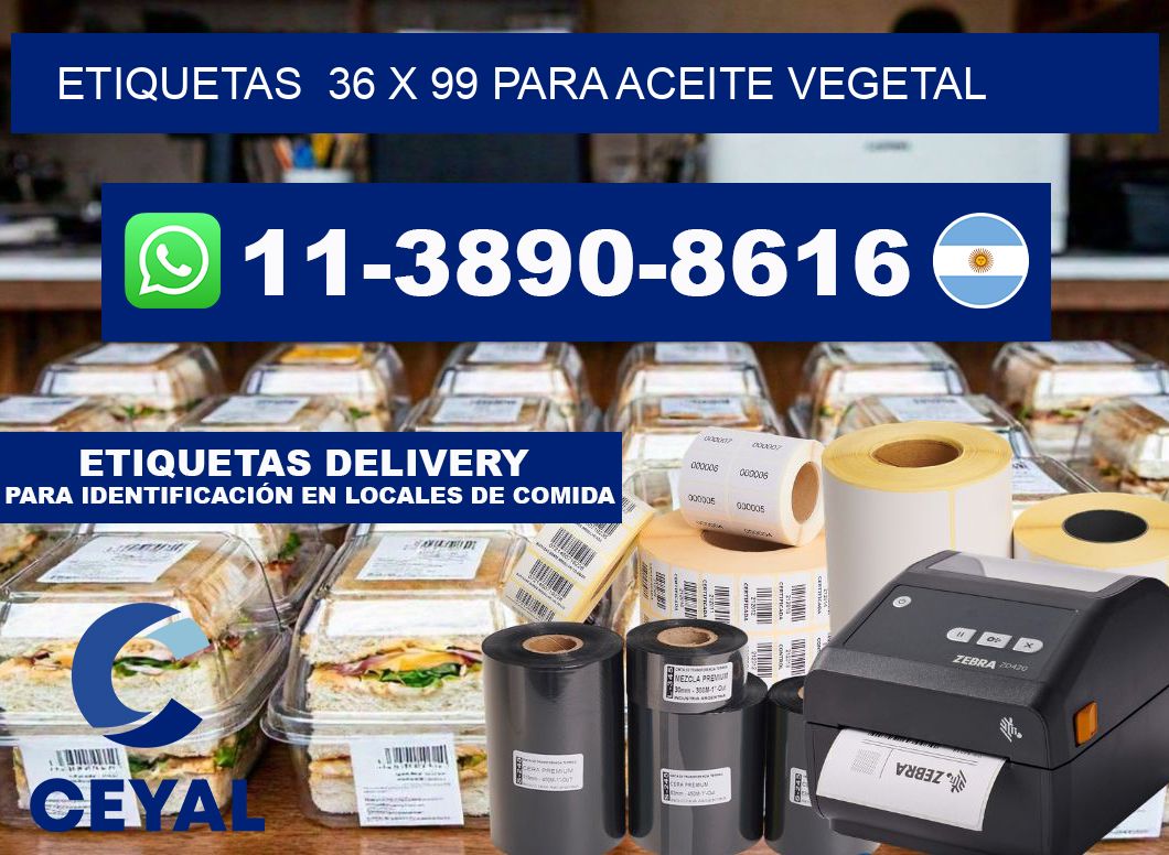 etiquetas  36 x 99 para Aceite vegetal